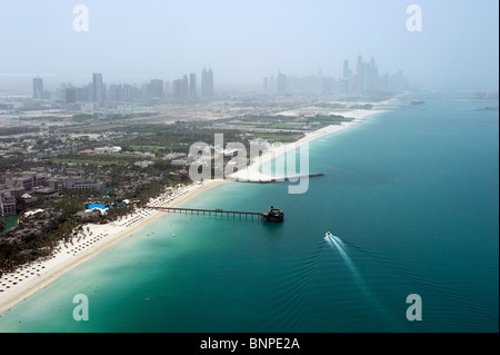 Die Küste Dubais vom Hotel Burj Al Arab, Dubai, Vereinigte Arabische Emirate Stockfoto