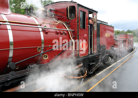 Dampf-Lokomotive, Welsh Highland Railway, Gwynedd, Nordwales, Vereinigtes Königreich Stockfoto