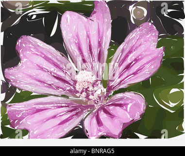 Lila, Blumen mit Blüten und Stempel, mit digitalen Behandlung, die Nachahmung einer Malerei, Illustration eines Computers im Vordergrund. Stockfoto