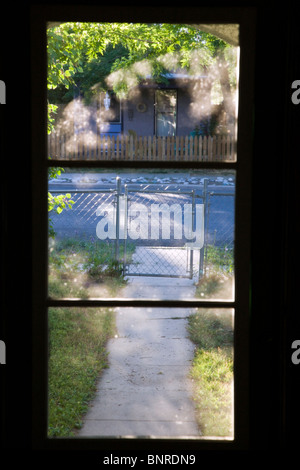 Innenansicht der Haustür über ein Craftsman-Stil-Haus an der F Street in den kleinen Berg Stadt Salida, Colorado, USA Stockfoto