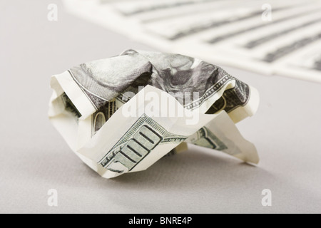 Zerknitterte amerikanisches Geld Stockfoto