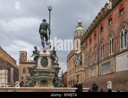 Fontana del Nettuno(fountain of neptune) Statue des Neptun Piazza Nettuno Piazza Maggiore, Bologna, Italien Stockfoto