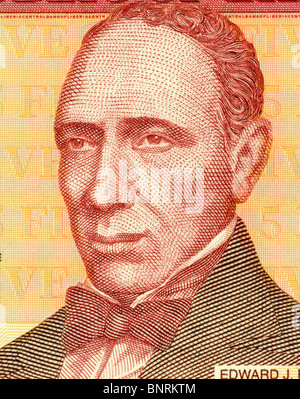 Edward James Roye (1815-1872) auf 5 Dollar 2003 Banknote aus Liberia. Fünfter Präsident von Liberia während 1870-1871. Stockfoto