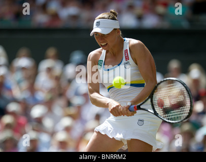 3. Juli 2010: Damen Einzel - Finale. Serena Williams USA (1) V Vera Zvonareva RUS (21.) Internationales Tennisturnier in Wimbledon statt bei den All England Lawn Tennis Club, London, England. Stockfoto
