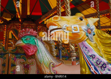 Eine musikalische Karussell auf der Heckington, Lincolnshire, England. Stockfoto