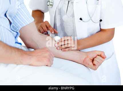 Nahaufnahme einer Injektion Stockfoto