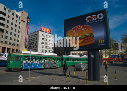 Verkehr vor Haupt Bahnhof in Belgrad-Serbien-Europa Stockfoto