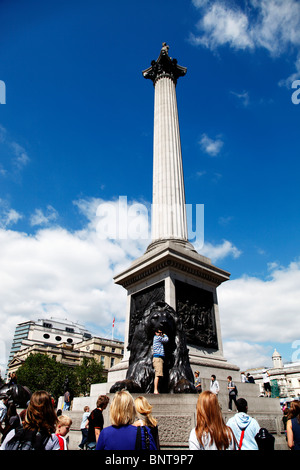 Nelsonsäule in Trafalgar Square London England UK Stockfoto