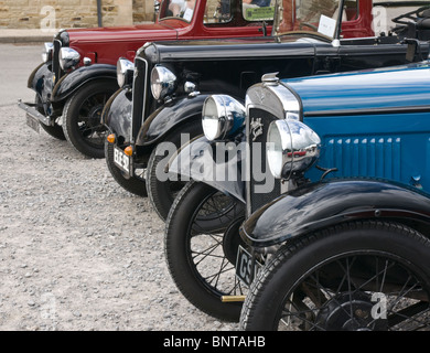 Eine Reihe von Austin Sevens bei einer Kundgebung in Yorkshire. Stockfoto