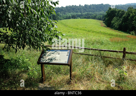 Campingplatz für 25. Michigan Infanterie, USA, im Bürgerkrieg Schlacht von Tebbs Bend 1863., in der Nähe von Green River, KY. Stockfoto