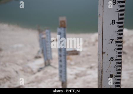 Messstäbe in Ziglab oder Sharhabeel Dam in Irbid Governorate Nordjordanien Stockfoto