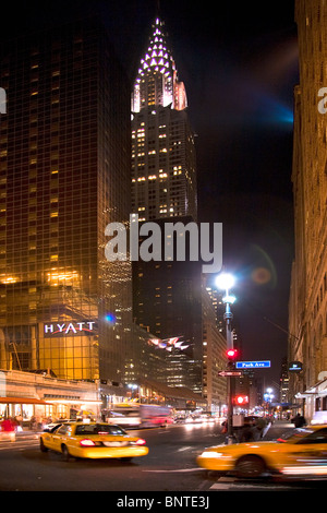 Chrysler Building in New York City NYC USA Amerika in der Nacht Stockfoto