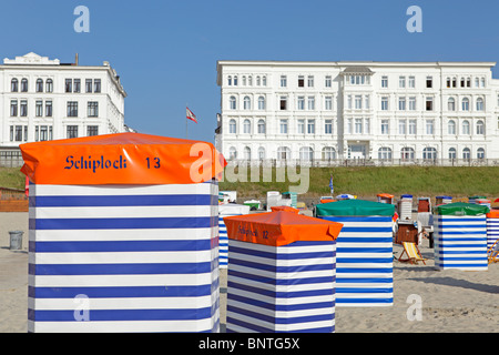 Strand der Stadt Borkum, Insel Borkum, Ostfriesland, Nordseeküste, Niedersachsen, Deutschland Stockfoto