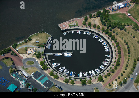 Luftaufnahme über kreisförmige Marina Delaware River in der Nähe von Philadelphia, Pennsylvania Stockfoto