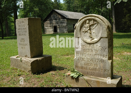 Grabstätten von Hannah und Squire Boone, Bruder & Schwester von Daniel Boone auf der alten Mulkey Gemeindehaus State Historic Site Stockfoto