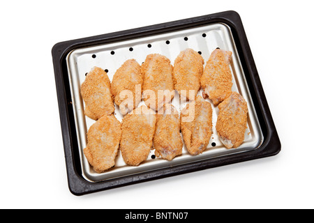 Chicken Wings auf Backblech Stockfoto