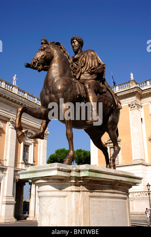 Italien, Rom, Piazza del Campidoglio, Statue von Marcus Aurel Stockfoto