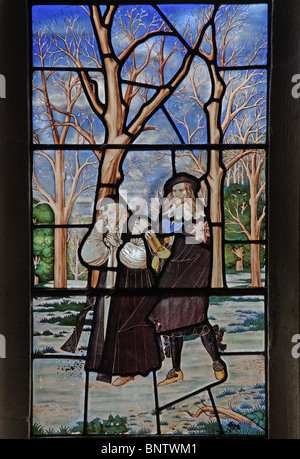 Ein Buntglasfenster von Hugh Ray Easton (1906-1965) zeigt König Karl I. von England wird zum Galgen begleitet Von Bischof Juxon Stockfoto