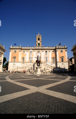 Italien, Rom, Piazza del Campidoglio, Palazzo Senatorio Stockfoto