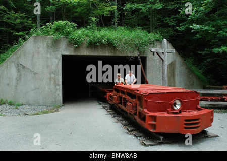 Eingang zum Blue Heron Coal Mine KY. War eine verlassene Kohle-Bergbau-Stadt Stockfoto