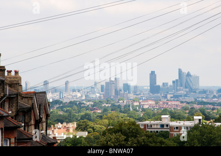 Die City of London gesehen von Woodland Road in Crystal Palace, London Stockfoto