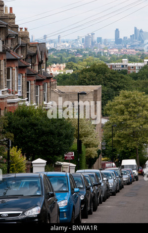 Die City of London gesehen von Woodland Road in Crystal Palace, London Stockfoto