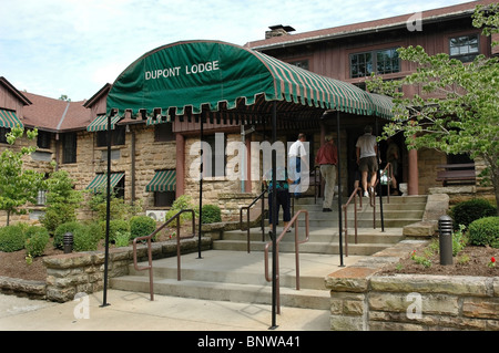 DuPont Lodge am Cumberland Falls State Park Resort, KY. Stockfoto