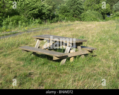 Nahaufnahme von einem Picknick-Tisch in einen Picknickplatz Stockfoto