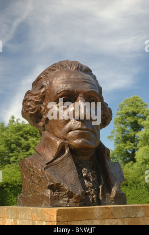 Büste von George Washington, der Stammsitz der Washington in Großbritannien Sulgrave Manor, Northamptonshire, England, UK Stockfoto