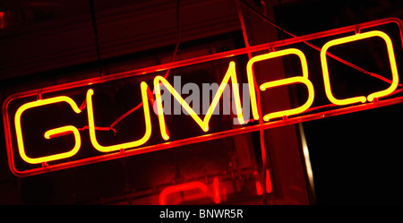 Gumbo-Leuchtreklame auf der Beale Street in Memphis Stockfoto