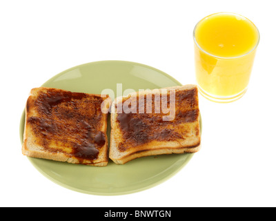 Hefeextrakt auf Toast Stockfoto
