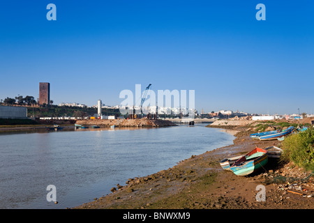 Oued Bou Regreg (Flussufer) von Salé, Rabat, Atlantikküste, Marokko Stockfoto