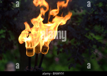 Mittelalterliche Feuer Fackel während des Festivals von Rodemack Stockfoto