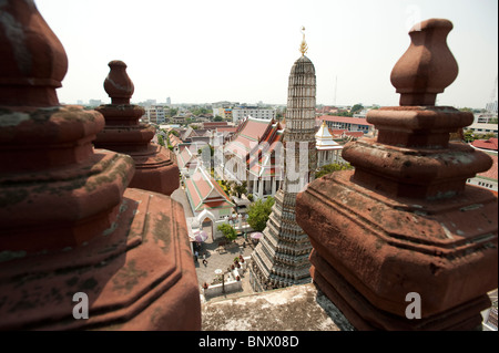 Blick vom Tempel der Morgenröte am Wat Arun, Bangkok, Thailand, Asien Stockfoto