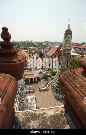 Blick vom Tempel der Morgenröte am Wat Arun, Bangkok, Thailand, Asien Stockfoto