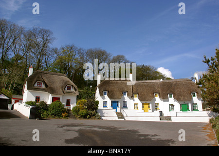 Irland, Waterford, Dunmore East, reetgedeckte Ferienhäuser Stockfoto