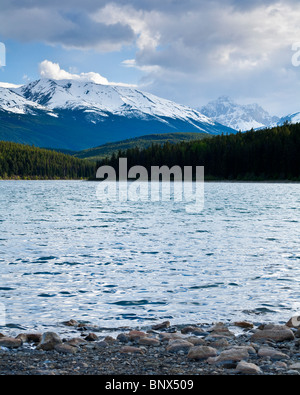 Patricia-See mit Blick auf den Indian Ridge und Roche Noire Jasper Nationalpark Alberta Kanada Stockfoto