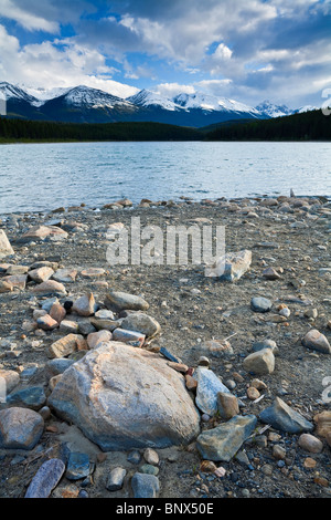 Patricia-See mit Blick auf den indischen Ridge Jasper Nationalpark Alberta Kanada Stockfoto