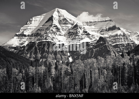 Mt Robson 3954m der höchste Punkt in den kanadischen Rocky Mountains von der Yellowhead Highway BC Kanada betrachtet Stockfoto