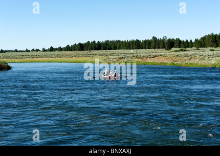 Drift Boot Fischen auf die Henrys Fork Stockfoto