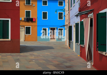 Häuser in Burano, eine Insel in der Lagune Stockfoto