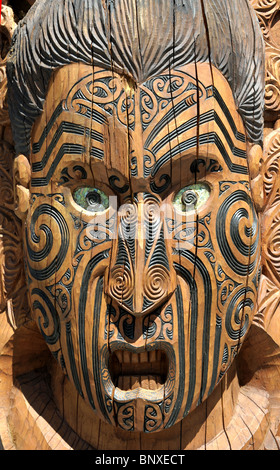 Maori Carving an Te Po In Rotorua Neuseeland Stockfoto