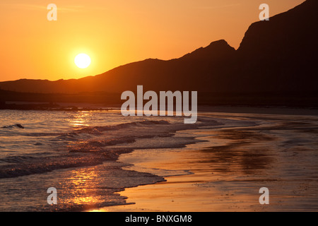 Sonnenuntergang auf dem Seeweg auf Andøy Inseln, Norwegen Stockfoto