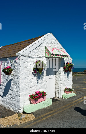 Eine Fischerhütte umgewandelt in eine Eisdiele am Hafen am Meer Stadt der Schären, North County Dublin, Irland Stockfoto