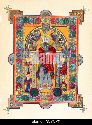 Faksimile aus dem Book of Kells; Eine illuminierte Handschrift ca. 650-690 n. Chr.; Einführungsseite zum Evangelium von Str. Matthew Stockfoto