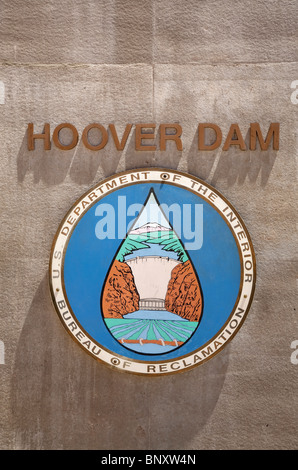 US Department des inneren Bureau of Reclamation Schild am Hoover-Staudamm am Lake Mead an der Grenze zwischen Nevada und Arizona Stockfoto