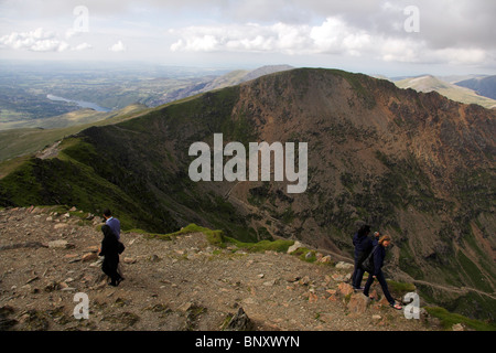 Blick vom Mount Snowdon Gipfel, Snowdonia National Park, North Wales, UK Stockfoto