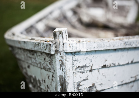 Alte verlassene Holzboot, Hecla Island, Manitoba, Kanada. Stockfoto