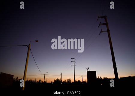 Marokko, Stadt der Ouled Berhil in der Abenddämmerung Stockfoto