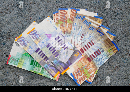 Neue israelische Schekel Banknoten Stockfoto